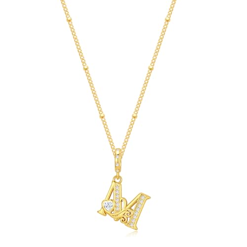 TIZU Initial Necklaces for Women - Dainty 14K Gold Plated Letter Pendant Trendy Personalized Initial A-Z Necklaces Jewelry Gift - color: Gold-M
