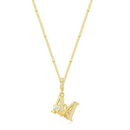 TIZU Initial Necklaces for Women - Dainty 14K Gold Plated Letter Pendant Trendy Personalized Initial A-Z Necklaces Jewelry Gift - color: Gold-M
