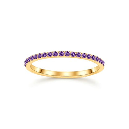 Birthstone Rings For Women, Silver Stackable Cubic Zirconia Stainless Steel Birth Stone Ring To My Daughter/Mom Birthday Unique Gifts Jewelry - color: 02-Gold-February