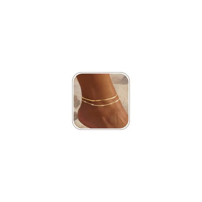 NIXMAX Gold Anklets for Women, Waterproof Chain Trendy Ankle Bracelets | Non Tarnish, Adjustable Fit, 14K Gold Plated, Dainty Layered Looks, Summer Beach Vacation Body Jewelry, Gifts for Women - color: Gold-herringbone/strip chain-1 piece