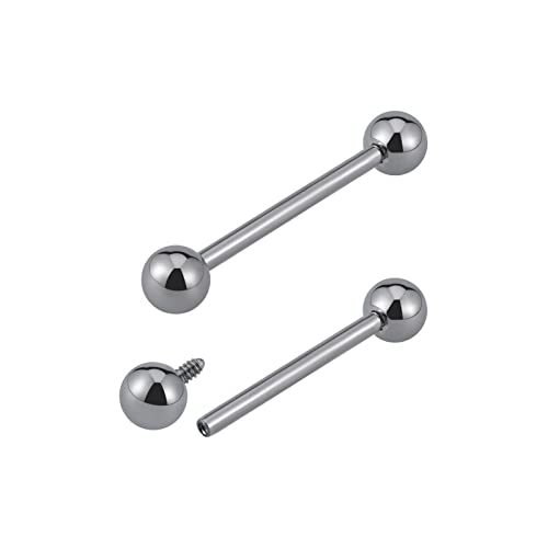 14G ASTM F136 Titanium Straight Barbell Rings for Nipple/Tongue/Dimply/Industrial - Internally Threaded Hypoallergenic Body Piercing Jewelry Gift for Women & Men, Nickel Free, Lead-Free - color: 14G(1.6mm), 25/32"(20mm), 5mm top