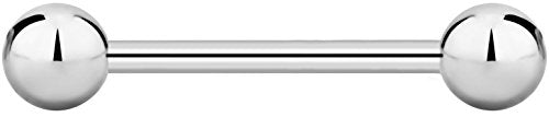 Forbidden Body Jewelry nipple barbell, nipple bars, silver nipplerings piercing Surgical Steel 8g - 18g Straight Barbell Body Jewelry (Sold Individually) - style: 14G 16mm (5/8") 5mm Balls