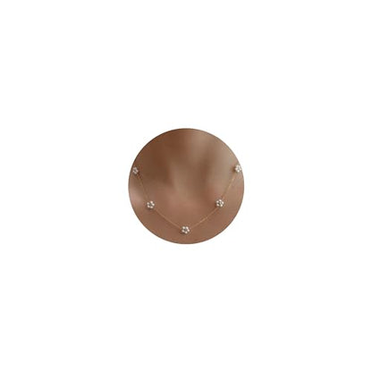 Pearl Necklace for Women- 14K Gold-plated/White Gold-plated Dainty Pearl Necklace for Women - color: Gold daisy flower