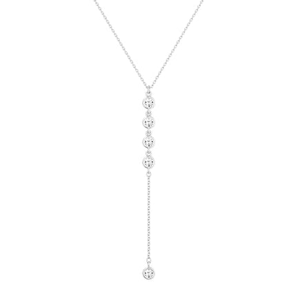 Foxgirl Lariat Gold Necklace for Women, Dainty Long Necklace 14k Gold Plated/Silver Y-Shaped Pendant Necklace Trendy Layered Cz Beaded Chain Drop Necklaces Simple Gold Jewelry For Women Gift - color: Y CZ Lariat Necklace-SL