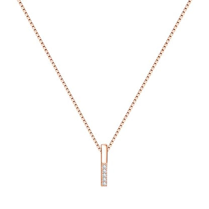 925 Silver Adjustable Necklace Circle Minimalist Enamel Tiny Heart Cactus Triangle Pendant Dainty Choker for Women - color: Mini Bar