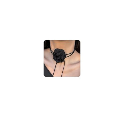Black Choker Necklace Set Velvet Lace Choker Daisy Gothic Punk Classic Choker - color: black