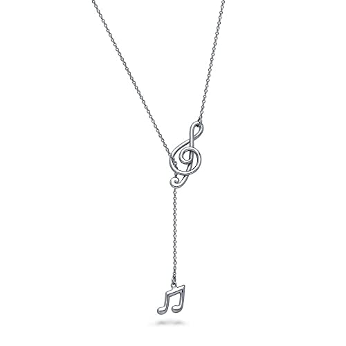 BERRICLE Sterling Silver Lariat Necklace for Women - Celestial Charm, Infinity Cross, Melody Note, Teardrop Styles - style: Melody Note