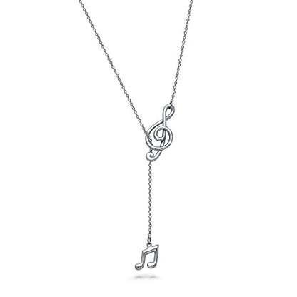 BERRICLE Sterling Silver Lariat Necklace for Women - Celestial Charm, Infinity Cross, Melody Note, Teardrop Styles - style: Melody Note