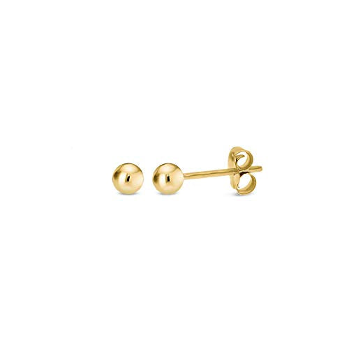 Kezef 14K Gold Filled Ball Stud Earrings for Women - Thick 14K Gold Layer, Hypoallergenic for Sensitive Ears, Round Studs | 3mm-9mm - style: 3mm