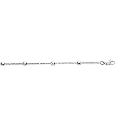Ritastephens Sterling Silver Italian Bead Snake Link Ankle Bracelet Chain Anklet, 10" (3 Styles) - style: 4mm Round Beads