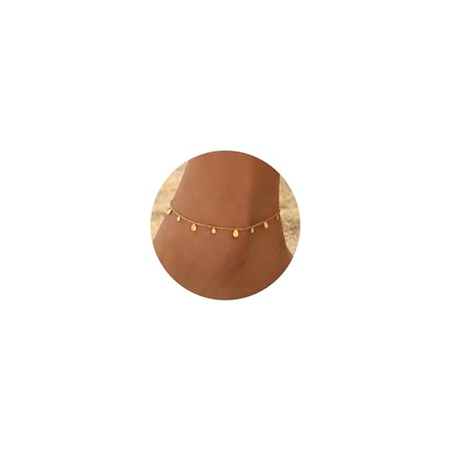 18K Gold Plated Ankle Bracelets for Women Stainless Steel Anklet with Star Cross Disc Coin Teardrop Charms Waterproof Thin Chain Ankle Jewelry Gift for Her - style: Waterdrop-Gold