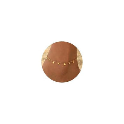18K Gold Plated Ankle Bracelets for Women Stainless Steel Anklet with Star Cross Disc Coin Teardrop Charms Waterproof Thin Chain Ankle Jewelry Gift for Her - style: Waterdrop-Gold