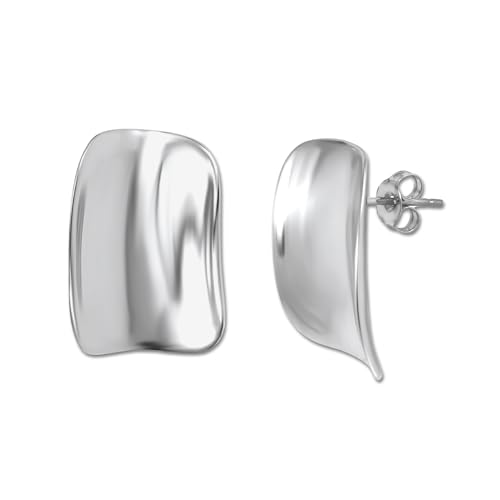 18K Gold Plated Sterling Silver Earrings for Women – Pure & Polished, Twist, Square, Hinged Tube, Abstract & Heart Shape Hoops – Lightweight, Hypoallergenic, Non-Tarnish Jewelry (Sizes: 3x35mm-46x30mm) - color: Silver, size: Rectangular Shape (22 x 16mm)