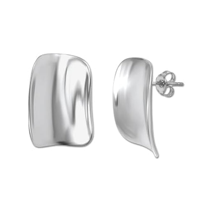 18K Gold Plated Sterling Silver Earrings for Women – Pure & Polished, Twist, Square, Hinged Tube, Abstract & Heart Shape Hoops – Lightweight, Hypoallergenic, Non-Tarnish Jewelry (Sizes: 3x35mm-46x30mm) - color: Silver, size: Rectangular Shape (22 x 16mm)