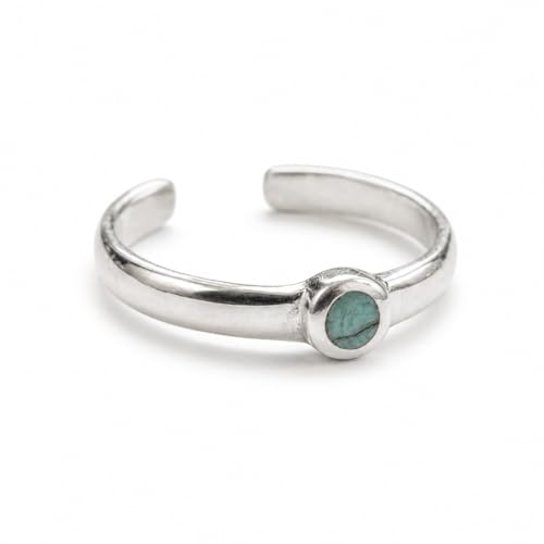 Sterling Silver Toe Ring, Adjustable Open Band, Handmade | Fits Toe, Knuckle or Pinky Ring | One Size Fits Most | Comfortable to Wear | Minimalist Style | Water Resistant - style: Stone Band