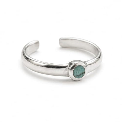Sterling Silver Toe Ring, Adjustable Open Band, Handmade | Fits Toe, Knuckle or Pinky Ring | One Size Fits Most | Comfortable to Wear | Minimalist Style | Water Resistant - style: Stone Band