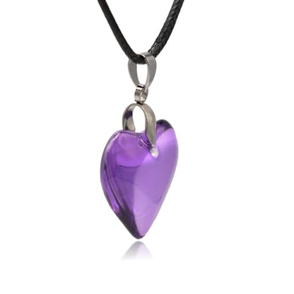 Large Red Semi-Transparent Solid Glass Heart Pendant Necklace - style: Small Purple