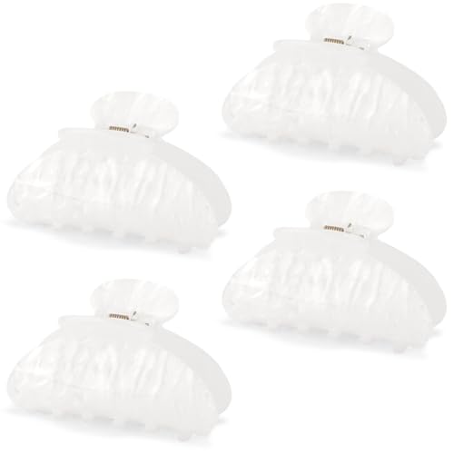 4Pcs Acrylic Claw Clips for Women Hair Accessories, Medium Sized Cute Trendy Claw Clips for Thick Thin Hair (White) - color: White