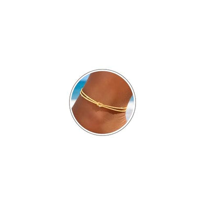 Sterling Silver Ankle Bracelets for Women 14K Gold Waterproof Layered Braided Chain Knot Charm Stackable Adjustable Non Tarnish Nickel Free Anklets Bracelet for Summer Beach Jewelry - color: goldA