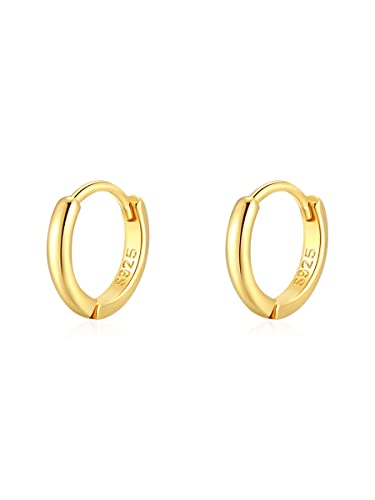 Mini Tiny Huggie Hoop Earrings Top Upper Ear Cartilage Forward Helix Cuff Plain Simple 925 Sterling Silver Gold 9mm 8mm 7mm 6mm 5mm Hoop Earrings - color: Gold-8mm
