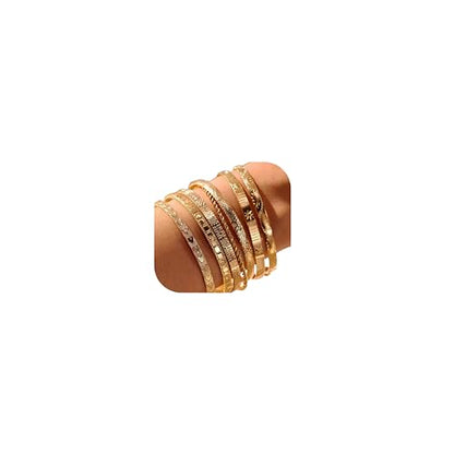 ÌF ME Gold Bangle Bracelets for Women, Indian Bangles Stackable Set, Multi Layer Textured 18K Gold Plated Chunky Bracelets Boho Jewelrys Set - style: style19