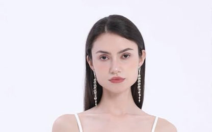 Kruckel Long Dangle Earrings for Women, White Floral Pearl-Inspired | Pearl Drop Earrings, Lightweight Gold-Tone Jewelry for Weddings, Parties, Bridesmaids, Birthdays and Occasion Gifts - color: Silver, Pearl White, Gold