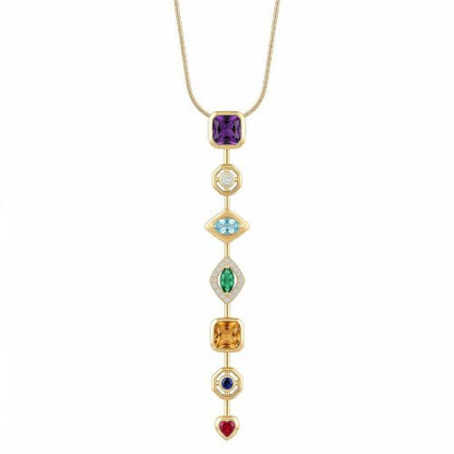 18K Gold Plated Seven Chakra Necklace for Women, Dainty Y Necklace Lariat Drop Pendant, Crystal Healing Yoga Jewelry Gifts - color: Gold 06