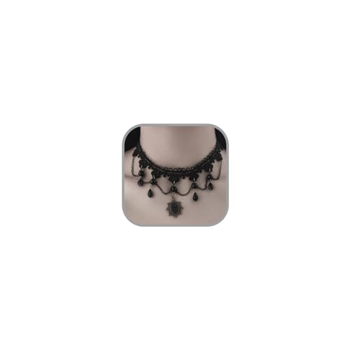 Todenb Gothic Choker Witch Necklace for Women Lace Vampire Collar Necklace Y2K Goth Black Zirconia Pendant Necklaces Halloween Dark Bridal Vampire Witch Party Jewelry Accessories - style: Style-B