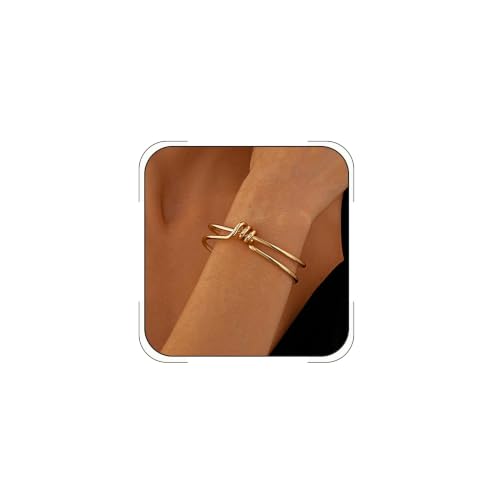 Chunky Cuff Bracelets for Women Wide Gold/Silver Cuffs Bangle Hollow Out Adjustable Bracelets Punk Vintage Jewelry - style: T-Gold C