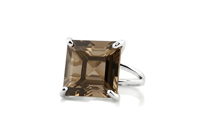 Smoky Quartz 14k Gold Ring - Signature Handmade Stone Rings For Women - Statement Ring, Natural Gemstone Jewelry, Ring for Women - Custom Size and Engraving- with Box