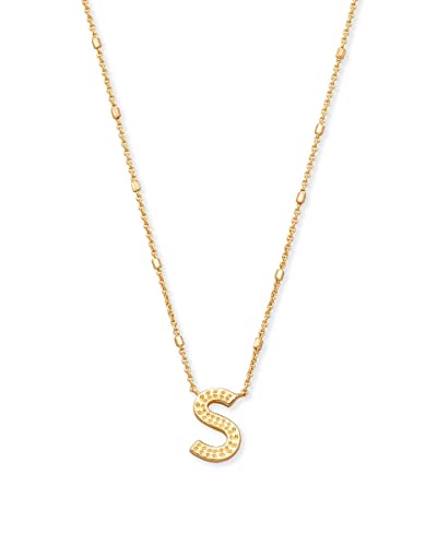 Kendra Scott Letters A-Z Pendant Necklace for Women, Fashion Jewelry, 14k Gold-Plated Brass - color: Letter S
