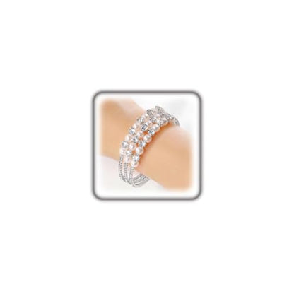 Gold Crystal Faux Pearl Beaded Bracelet for Women,Sparkling Rhinestone Layered Statement Cuff Bracelet Wedding Bridal Jewelry Accessories - color: Silver