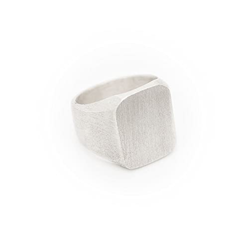 Custom Square Signet Ring, 925 Sterling Silver, Satin Finish, Engraved Initial, Thick Solid Silver Ring, Engravable Ring, Personalized Ring For Men/code: 0.015