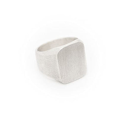 Custom Square Signet Ring, 925 Sterling Silver, Satin Finish, Engraved Initial, Thick Solid Silver Ring, Engravable Ring, Personalized Ring For Men/code: 0.015