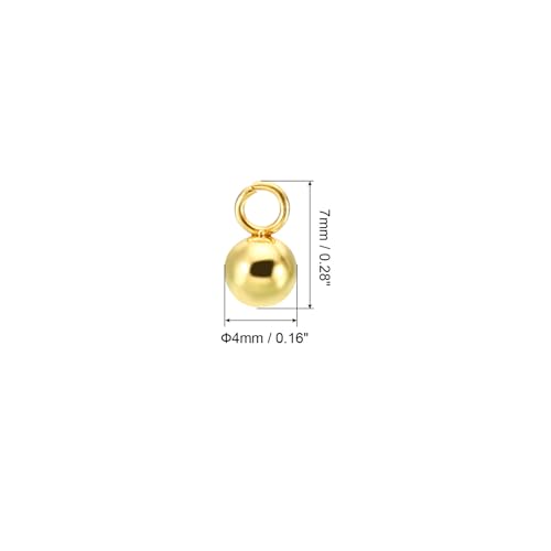PATIKIL 50pcs Steel Bead Charm, Stainless Steel Ball Bracelet Charm Pendants Metal Round Beads Small Bulk for Jewelry Making - color: Gold Tone, size: 4mm