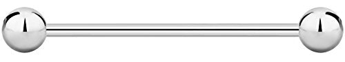 Forbidden Body Jewelry nipple barbell, nipple bars, silver nipplerings piercing Surgical Steel 8g - 18g Straight Barbell Body Jewelry (Sold Individually) - style: 16G 25mm (1") 4mm Balls