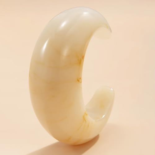 Chunky Acrylic Cuffs Bracelets for Women Acrylic Cuff Resin Open Bangle Vintage Jewelry (Beige A)