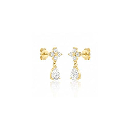 Mchic Dangle Earrings for Women: 18K Gold Plated CZ Drop Earrings Dainty Trendy Hypoallergenic Teardrop Bridal Wedding Style, Sparkly Elegant Dangling Jewelry Gift for Women Bridesmaid Prom Formal - color: Style 3-Gold
