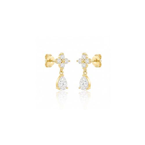 Mchic Dangle Earrings for Women: 18K Gold Plated CZ Drop Earrings Dainty Trendy Hypoallergenic Teardrop Bridal Wedding Style, Sparkly Elegant Dangling Jewelry Gift for Women Bridesmaid Prom Formal - color: Style 3-Gold
