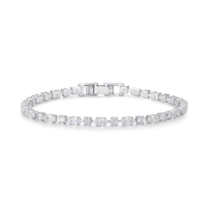 FANZE Gold Plated Cubic Zirconia Tennis Bracelets for Women Dainty Trendy Adjustable Bracelet Jewelry Gift for Ladies Wedding Mother Birthday Anniversary - style: Silver CZ bracelet