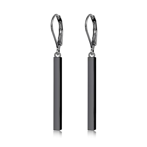 Leverback Earrings Dangle Earrings for Women Dangly Earrings Anniversary Birthday Gifts for Women - style: Vertical Bar Earrings-Black