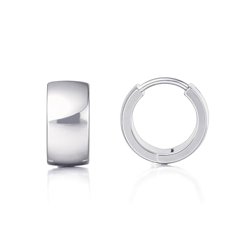 Limerencia Implant Grade Titanium Chunky Wide Huggie Hoop Earrings | Hypoallergenic,G23 Pure Titanium,Waterproof,Thick Huggie for Sensitive Ears - color: Silver