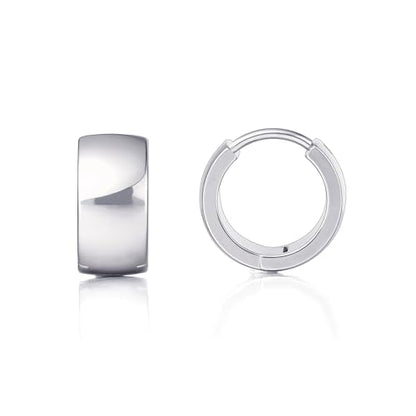 Limerencia Implant Grade Titanium Chunky Wide Huggie Hoop Earrings | Hypoallergenic,G23 Pure Titanium,Waterproof,Thick Huggie for Sensitive Ears - color: Silver