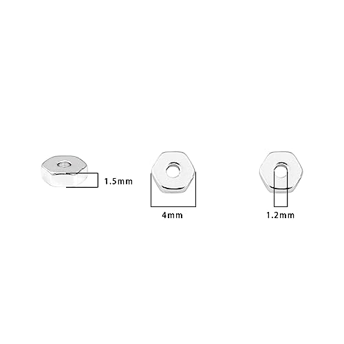 Silver Plated Hexagon Spacer Beads 4x1.5mm 50pcs for Jewelry Making Findings Non Tarnish - color: Silver, size: 4x1.5mm Hexagon