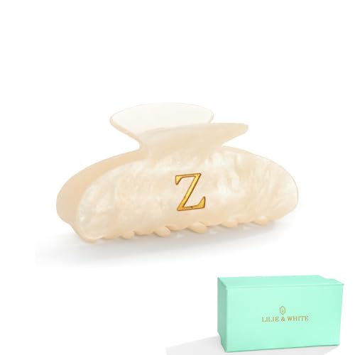 LILIE&WHITE Acrylic Letter Hair Clips For Women Stylish Z Initial Hair Claw | Alphabet Hair Clip Fashion Glitter Monogram Claw Clip Elegant And Durable Hair Accessory Large Hair Clips Z - color: HC22539Z
