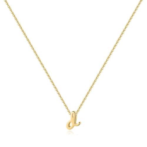 Memorjew 925 Sterling Silver Cursive Initial Necklace, Letter A-Z Necklace | 925 Sterling Silver Necklace, Dainty Letter Cursive Initial Necklaces for Women Trendy Jewelry, Birthday Gifts for Women Her - style: D-Gold