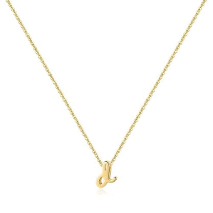 Memorjew 925 Sterling Silver Cursive Initial Necklace, Letter A-Z Necklace | 925 Sterling Silver Necklace, Dainty Letter Cursive Initial Necklaces for Women Trendy Jewelry, Birthday Gifts for Women Her - style: D-Gold