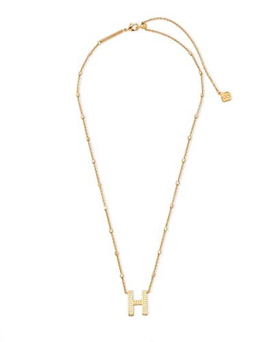 Kendra Scott Letters A-Z Pendant Necklace for Women, Fashion Jewelry, 14k Gold-Plated Brass - color: Letter H