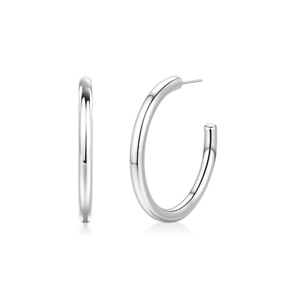 Gold Hoop Earrings for Women Summer Earrings Stainless Steel Hypoallergenic Earrings for Sensitive Ears Non Tarnish Hoops 4mm Hollow Tube Lightweight Earring Gifts for Women - style: 30mm Silver