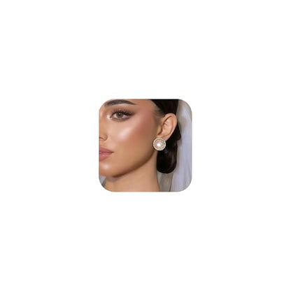 Prom Silver Clip On Earrings for Women Trendy Hypoallergenic Non Pierced Statement Cubic Zirconia Earrings for Women Large Rhinestone Earring Formal Wedding Jewelry Gifts - color: Gold2